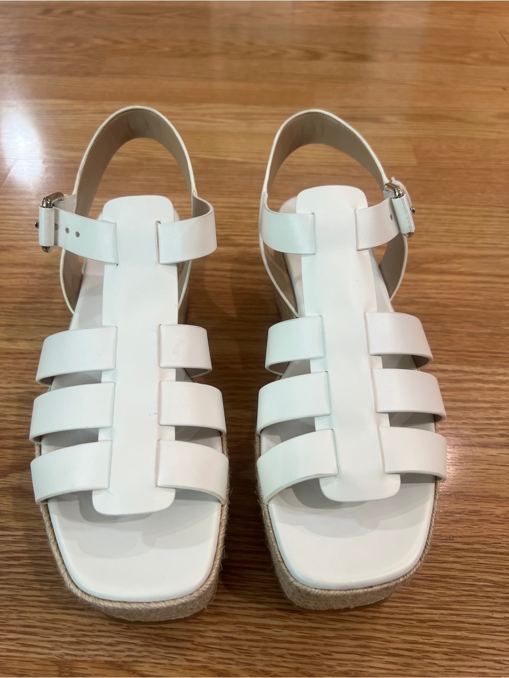 Michael Kors Collection Rowing Runway White Calf Leather Espadrille Sandals